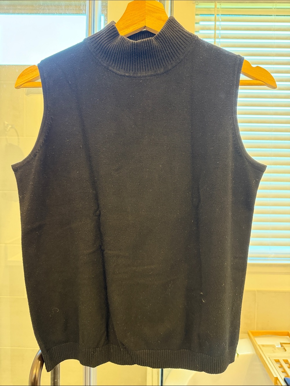 Dress Barn Women's Sleeveless Mock Neck Sweater Vest - Black